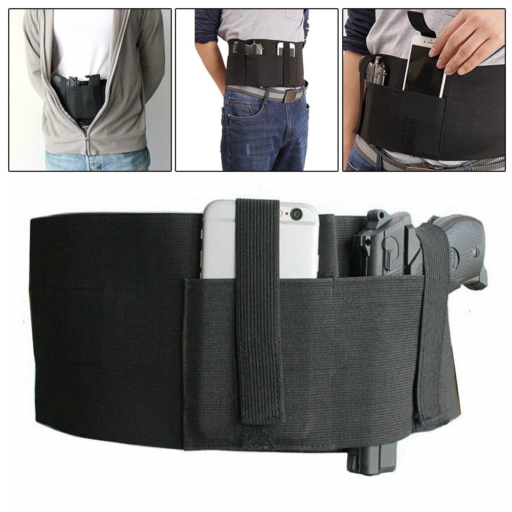 Tactical Belly Gun Holster Belt Concealed Carry Waist Band Pistol Holder Magazine Bag Military Army Invisible Waistband Holster