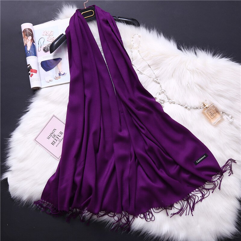 2022 Winter Scarves For Women Shawls Warm Wraps Lady Pashmina Pure Blanket Cashmere Scarf Neck Headband Hijabs Stoles Foulard