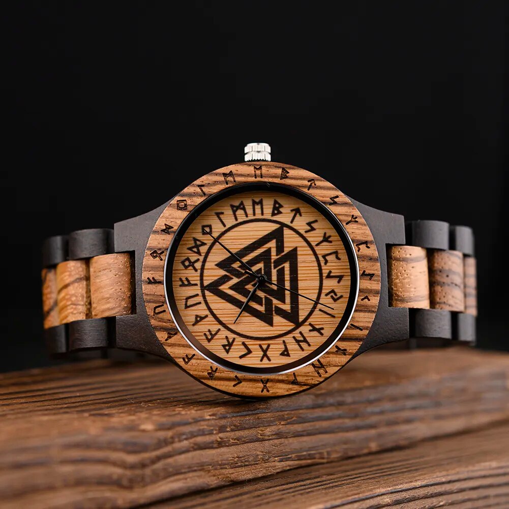 BOBO BIRD Viking Men's Watches Vintage Wooden Watch for Men with Bamboo Box Customized Dropshipping