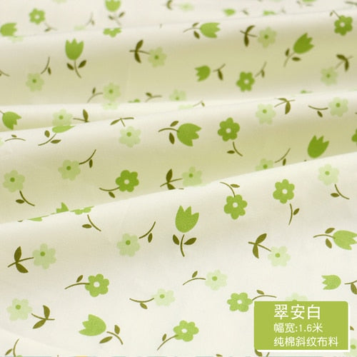 Fresh Floral Twill Cotton Fabric (50x160cm) - Ideal for DIY Baby Clothes, Newborn Pajamas, Quilt Covers, and Bed Sheets - High-Quality Sewing Cloth for Crafting