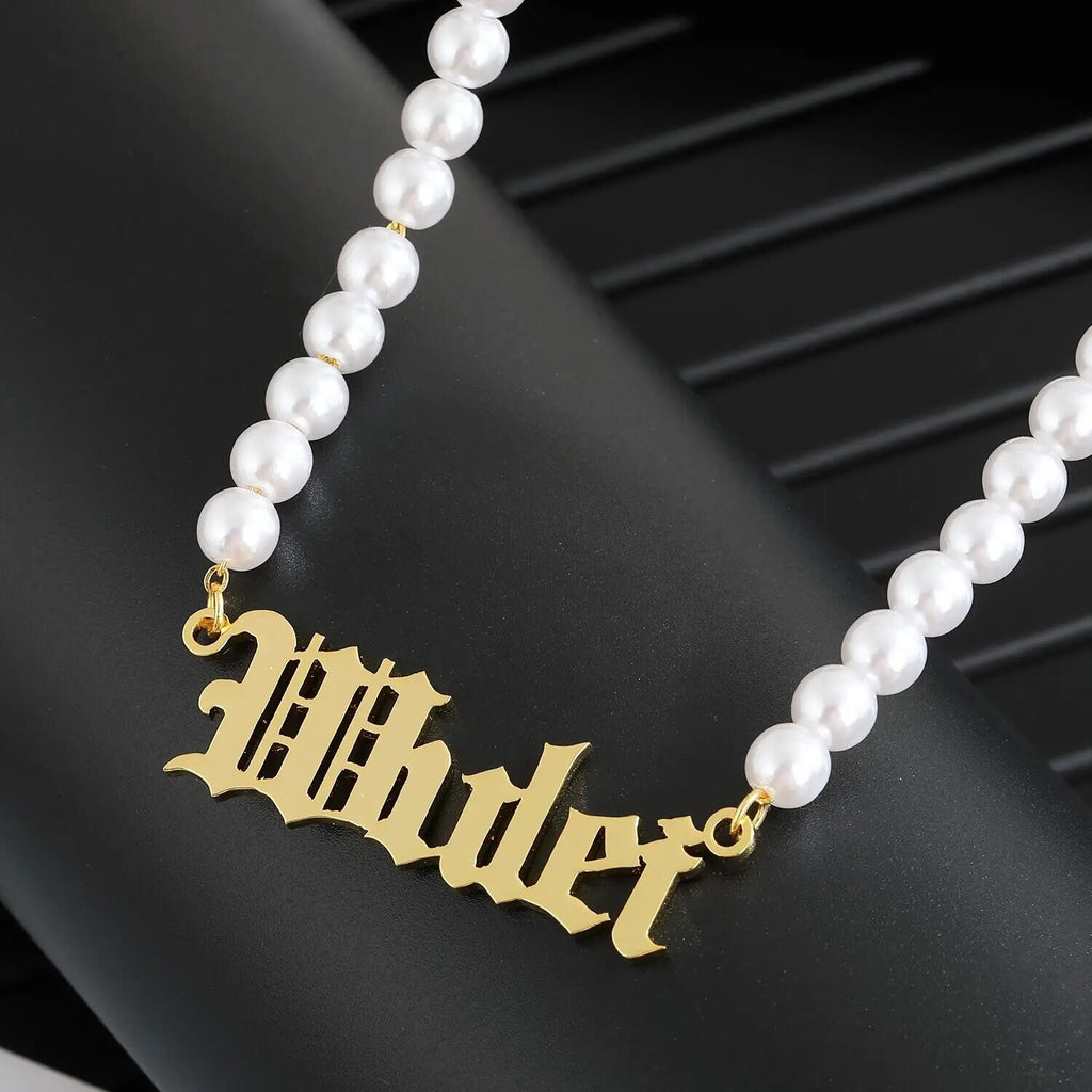 Personalized Pearl Necklace Custom Name Stainless Steel Pendent For Baby Women Girlfriend Gift Jewelry