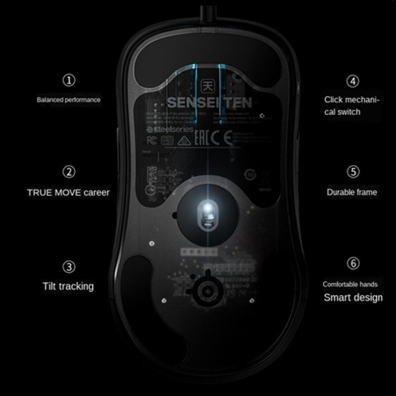 SteelSeries Sensei Ten Gaming Mouse 18,000 CPI TrueMove Pro Optical Sensor 8 Buttons Mechanical Switches RGB Lighting for E-game