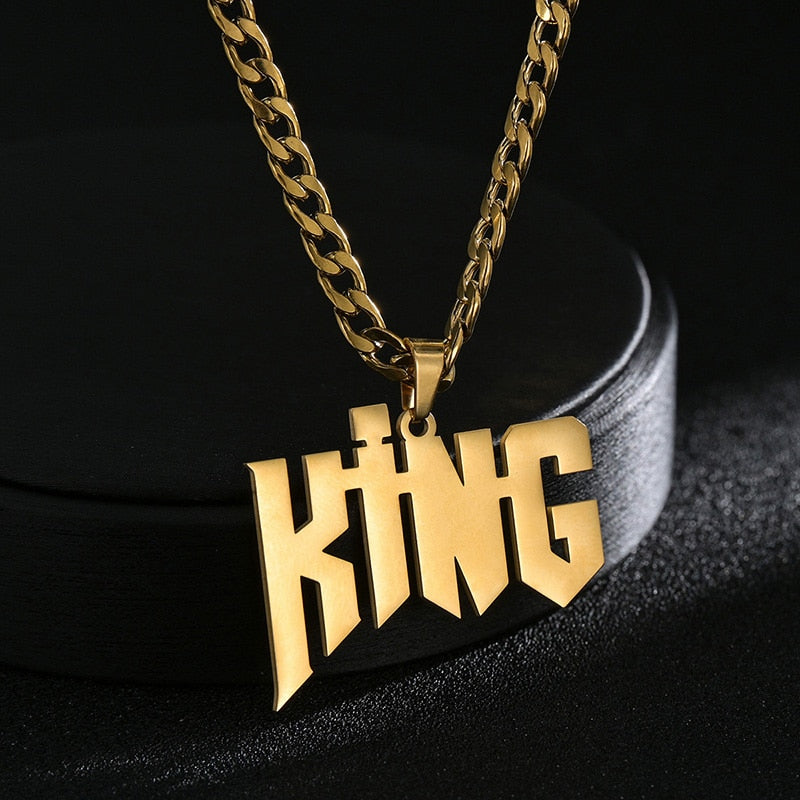 Custom Name Necklace Custom Jewelry Stainless Steel Personalized Crown Pendant For Women подвеска Men Collars Thick Chain Gifts