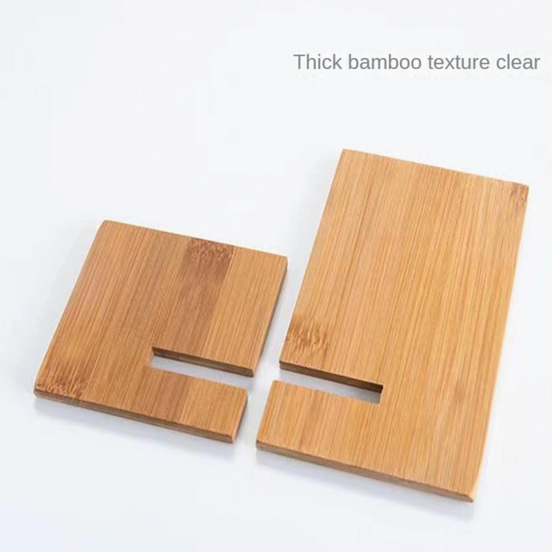 Desktop Bamboo Mobile Phone Stand Charging Mobile Phone Stand Base Practical Wooden Lazy Person Stand Engraving With Hole