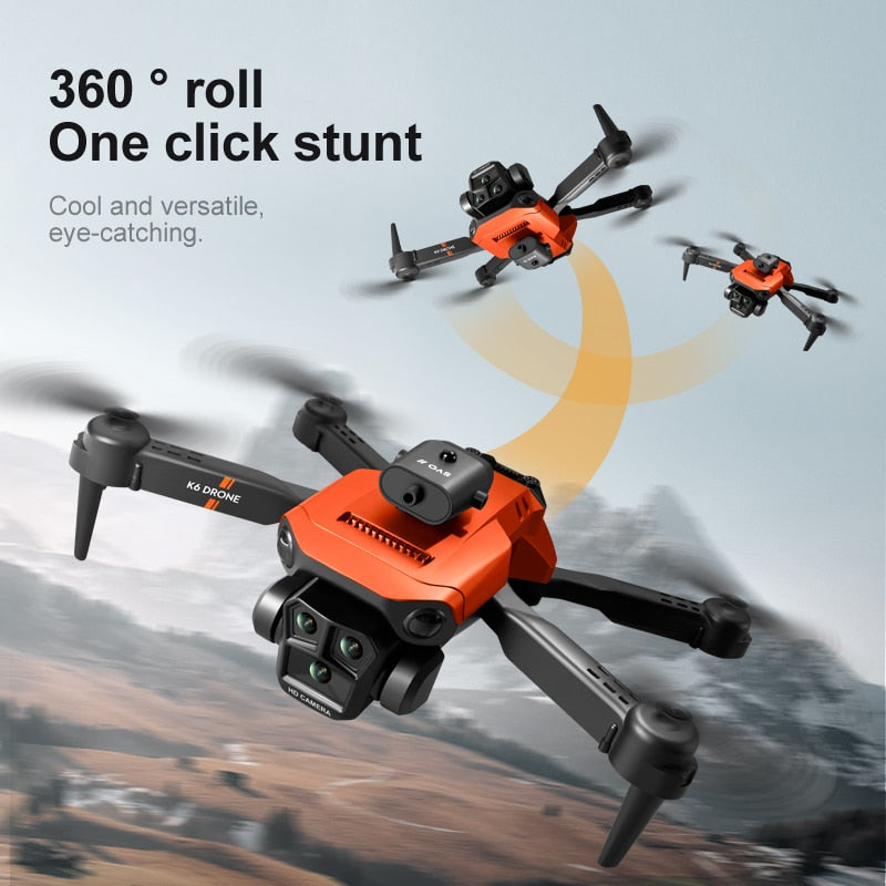 New K6Max Mini Drone 4K Professinal Three Cameras Wide Angle Optical Flow Localization Four-way Obstacle Avoidance RC Quadcopter