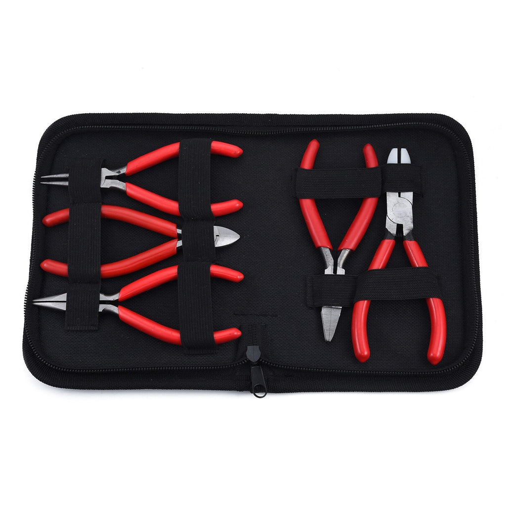 1Set Jewelry Making Tool Wire Cutter/Round Nose Pliers Side Cutting Pliers Scissor Vernier Tape Measure Beading Tweezers Awls