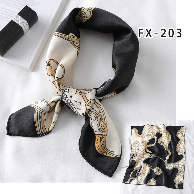 Lady Hair Scarf for Women Fashion Print Small Satin Silk Square Scarves Design Hairbands Bandana Foulard Accessories Summer 2022