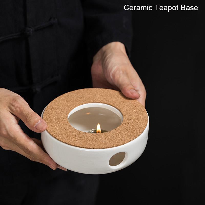 BORREY Mini Portable Ceramic Teapot Holder Base Teapot Warmer Insulation Base Coffee Water Warmer Candle Holder Tea Accessories