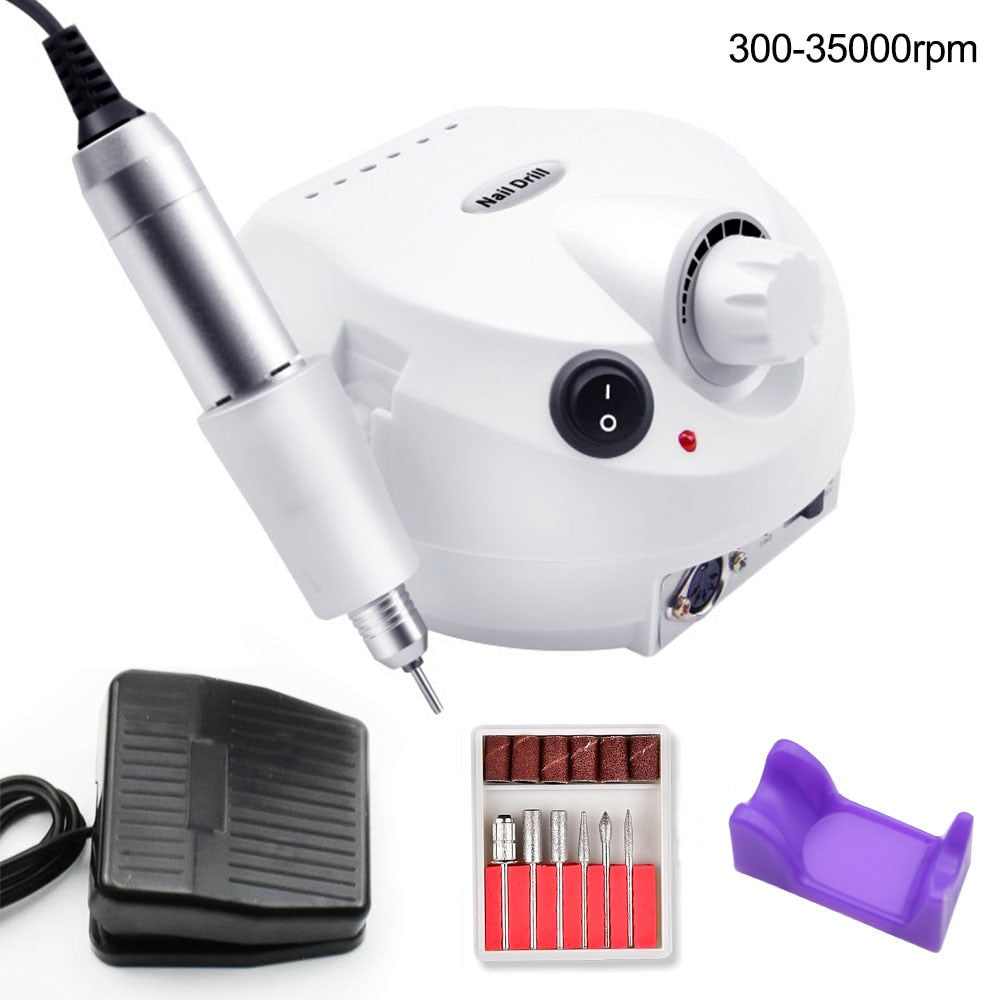 Nail Drill 35000RPM Machine Electric Manicure Drill Machine& Accessory Nail Machine Kit with Milling Cutter Electric Nail Tool