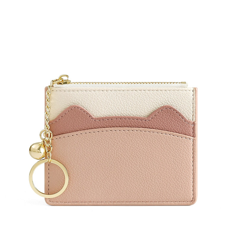 Brand Card Holder Women Soft Leather Key Chain Bag Small Card Wallets Female Organzier Mini Credit Card Case Zipper Coin Bags