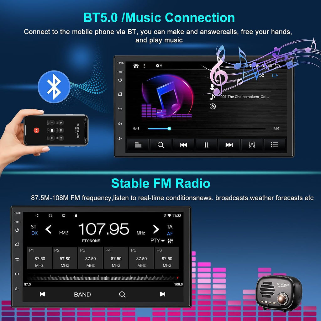 Android 11 Car Radio Wireless Carplay Android Auto 7" Touch Screen 2 Din Car Stereo EQ/BT/GPS/WiFi Camera Car Multimedia Player