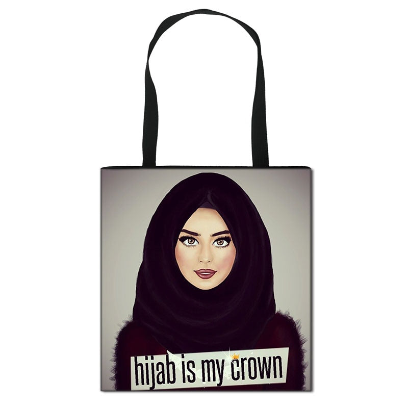 Hijab Face Muslim Shoulder Bag Women Casual Totes Large Capacity Ladies Shopping Bags Islamic Gril Handbag Travel Bags