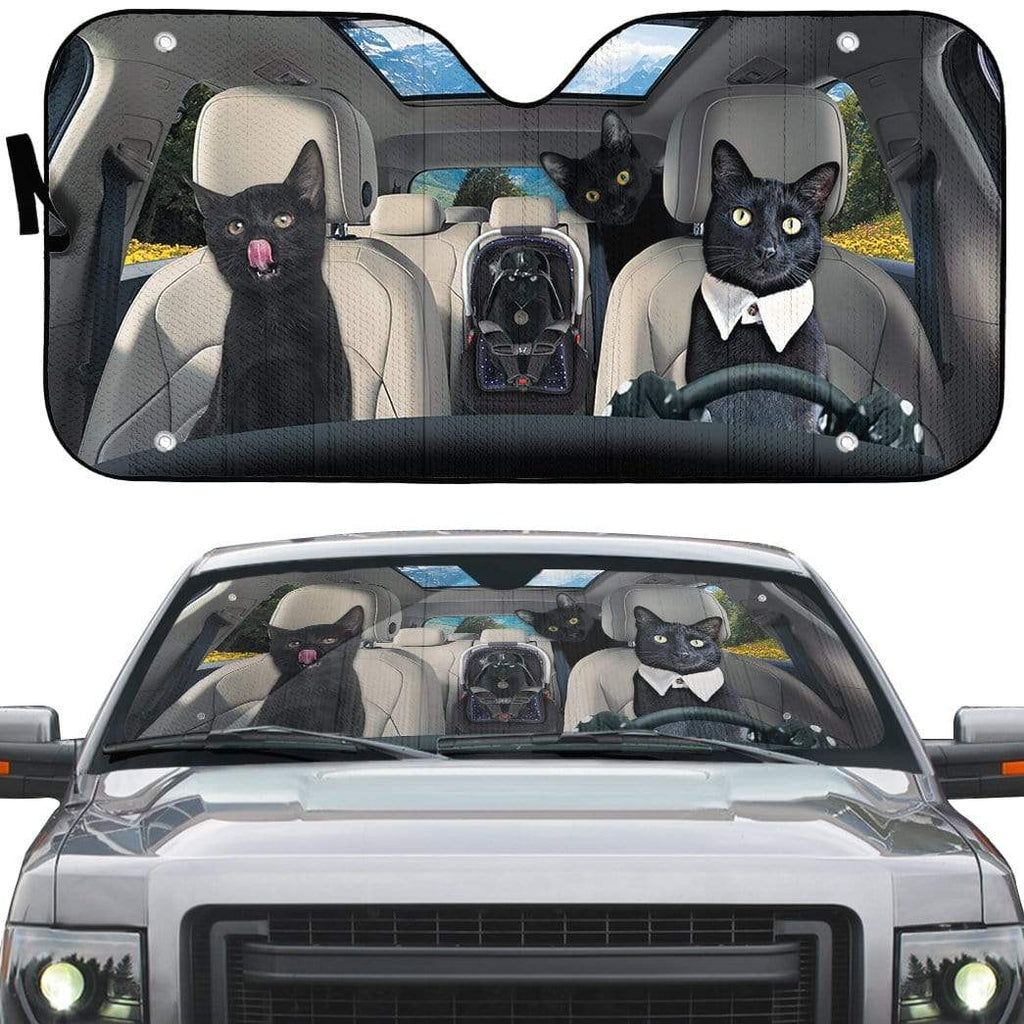 Black Cat Car Sunshade, Black Cat Gift, Black Cat Car Decoration, Cat Seat Cover, Gift for Father, Automatic Sun Shade