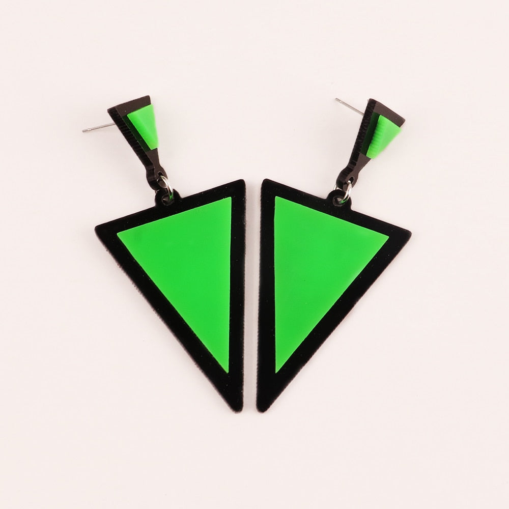 Brand Earing Fluorescent Colorful Triangle Earrings Stud Earrings For Women Crystal Pearl Earrings Fashion Jewelry Wholesale