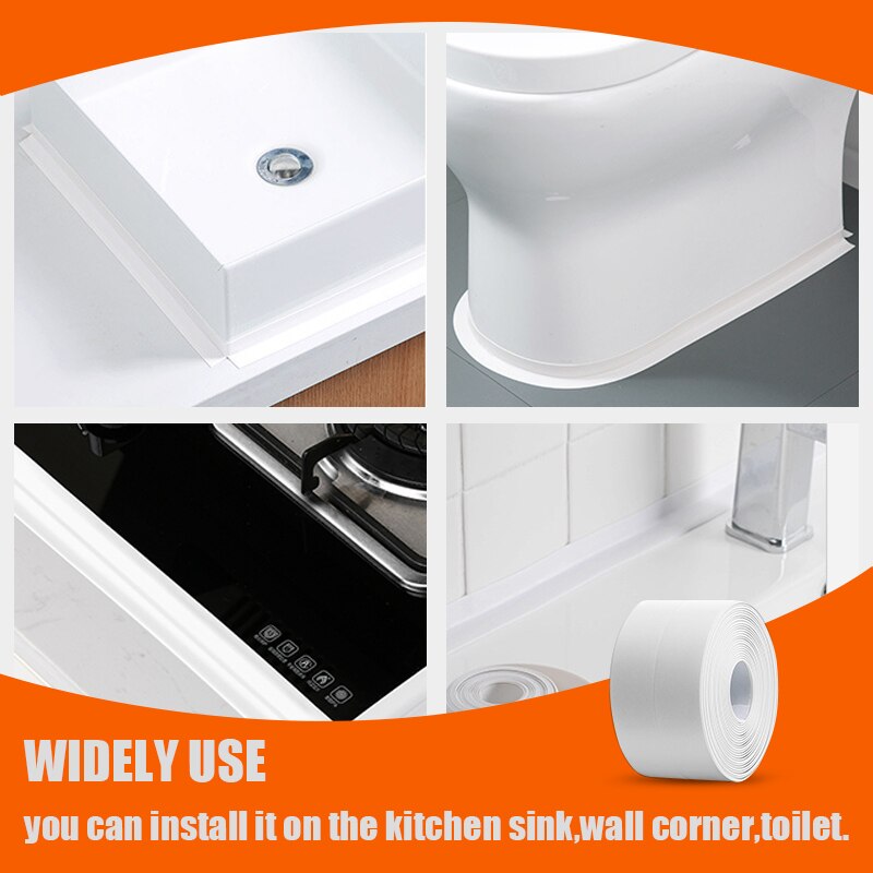 PVC Kitchen Waterproof Wall Sticker Self -stick Sink Furnace Crack Bathroom Bathtub Seal Water Proof Stickers Home Decoration