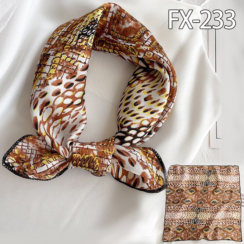 Lady Hair Scarf for Women Fashion Print Small Satin Silk Square Scarves Design Hairbands Bandana Foulard Accessories Summer 2022