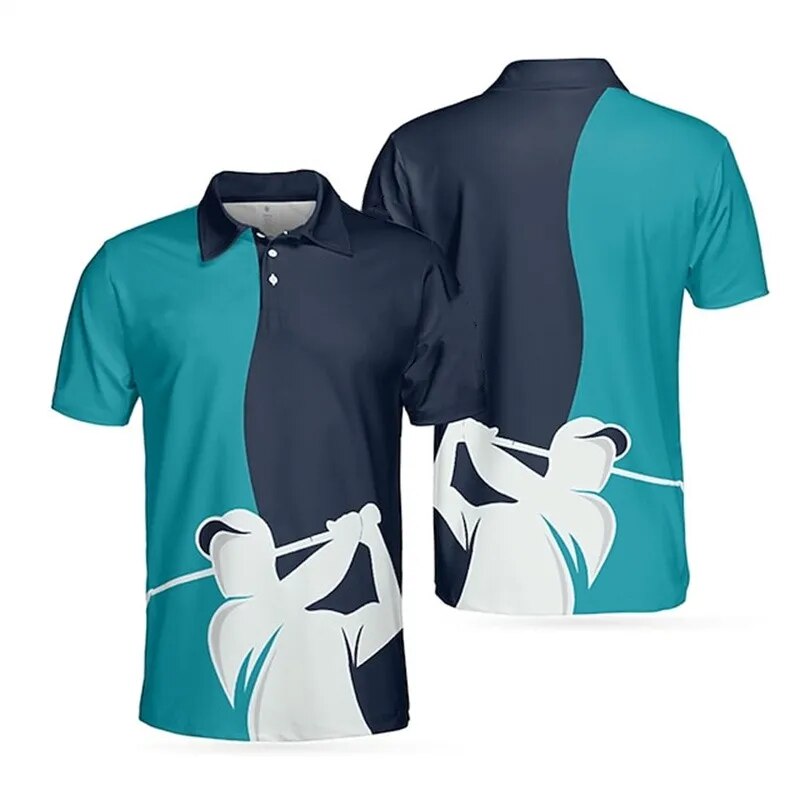 Men's Summer Polo Shirts 3d Printed Golf Shirts Short Sleeve Casual Male Button Tops Clothing Holiday Lapel Sport Man T-Shirt