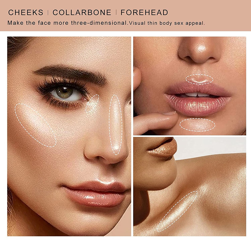 QIBEST Highlighter Bronzer Stick Makeup Face 4 Colors Corrector Contour Stick Face Contour Face Illuminator Cosmetic Highlight