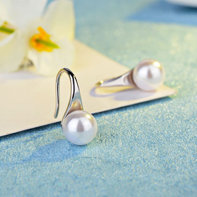 Exquisite Simple Big Clear Pearl Earrings Simple Round White Pearl Earrings Jewelry Classic Earrings For Women Elegant Gifts