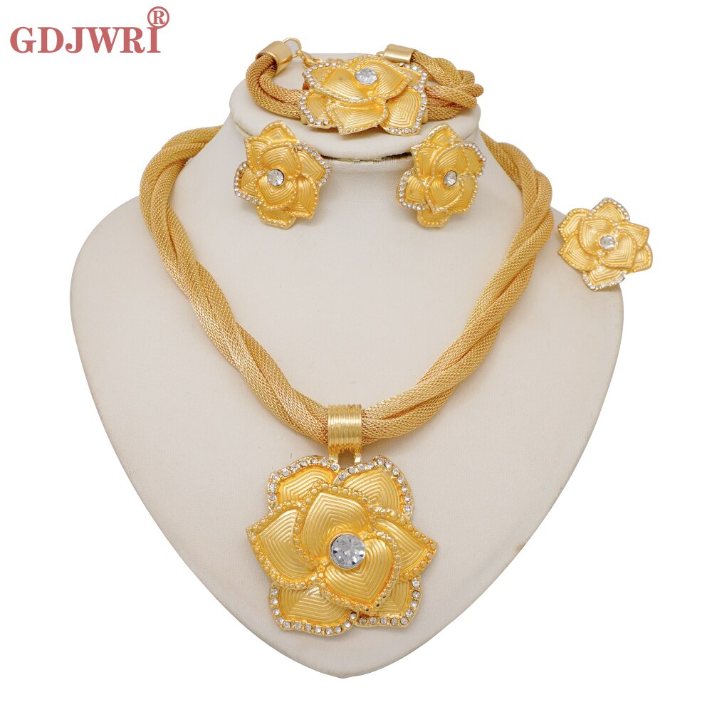 Fashion Dubai Gold Color Luxury Ethiopian Irregular Jewelry Sets African India Wedding Necklace Earrings Set For Women Party