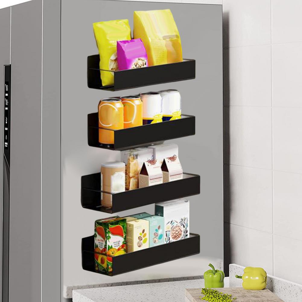 Fridge Storage Rack Convenient Hooks Widen Platform Household Supplies Refrigerator Magnetic Shelf Refrigerator Side Shelf