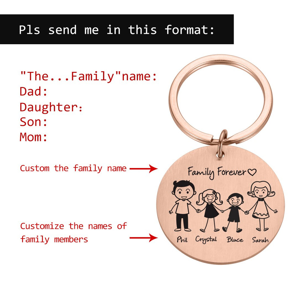 Personalized Family Keychain Engraved Family Gifts for Parents Children Present Keyring Bag Charm Families Member Gift Key Chain