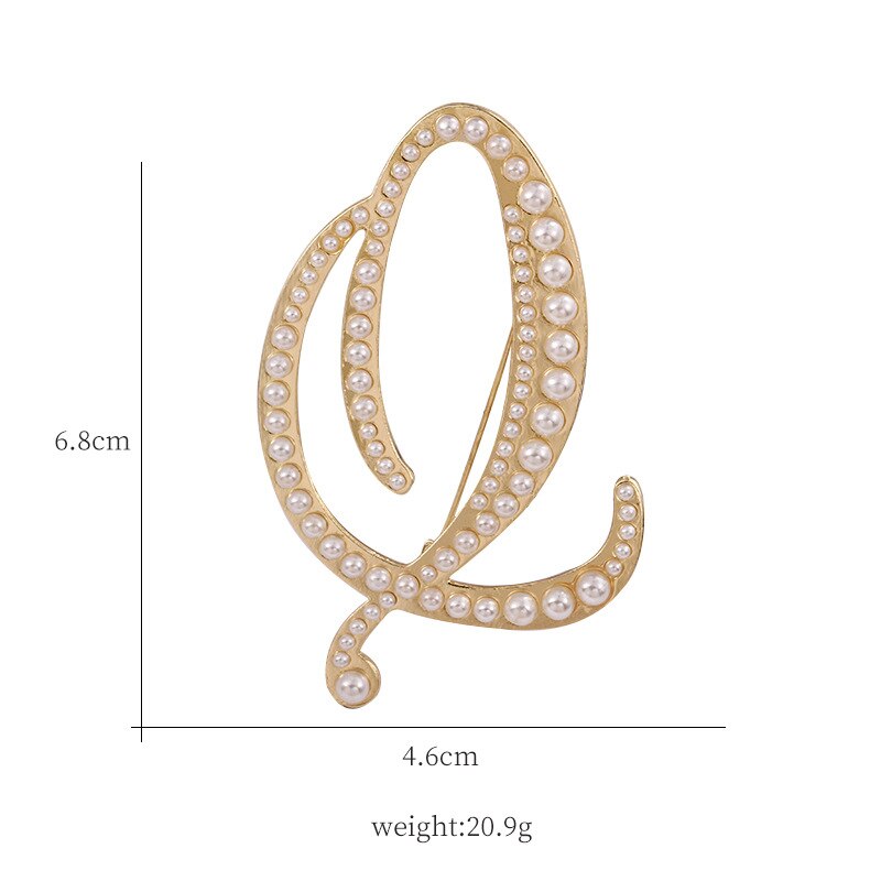 Fashion English Letters A K D Pearl Brooches  Lapel Pins Female Corsage Luxury Jewelry Gifts for Women Accessories