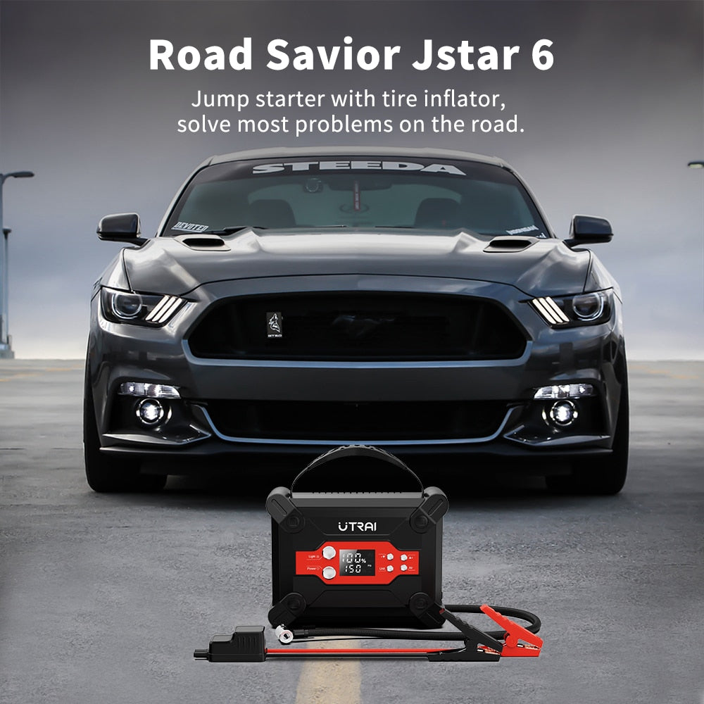 UTRAI 1800A Jump Starter 4 in 1 Air Compressor Power Bank Portable Battery For Car Emergency Booster Starting Device
