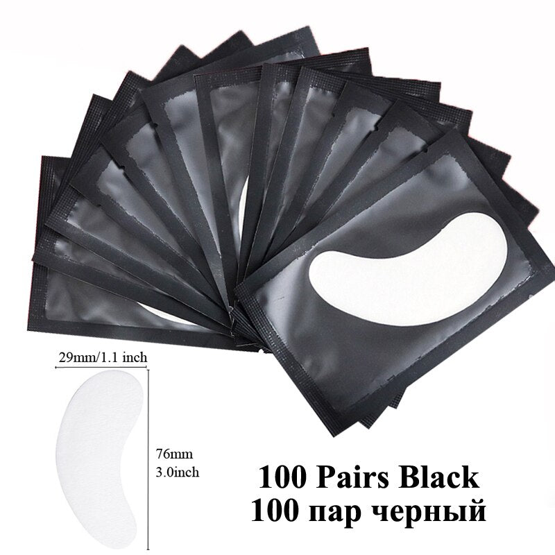 100Pairs Lint Free Under Eye Gel Pads Hydrating Eye Paper Patches Grafted Eyelashes Extension Eye Tips Sticker Wraps Makeup Tool