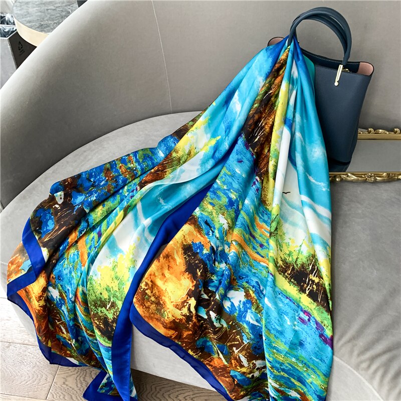 2022 New Design Brand Silk Scarves Summer Women Shawls And Wraps Print Hijabs Scarfs Foulard Femme Pashmina Beach Stoles Luxury