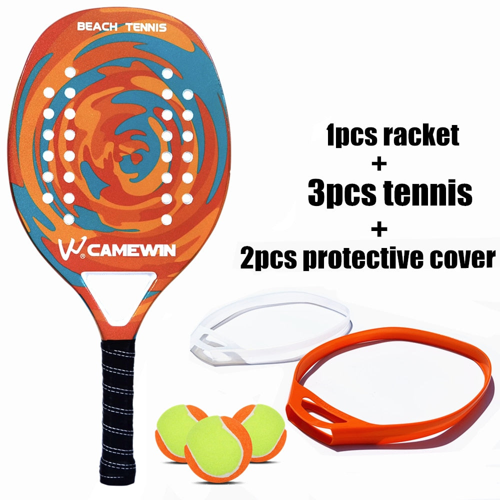 CAMEWIN Professional Beach Tennis Racket Carbon Fiber Beach Racket Protector Can Be Matched With