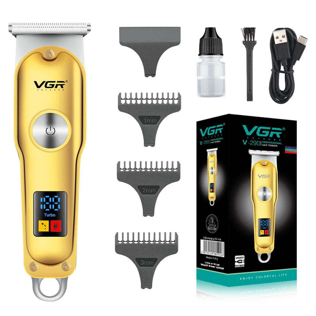 VGR Hair Clipper Mini Hair Trimmer Professional Beard Trimmer Rechargeable Cordless Electric T-Blade Zero Cutting Machine V-290