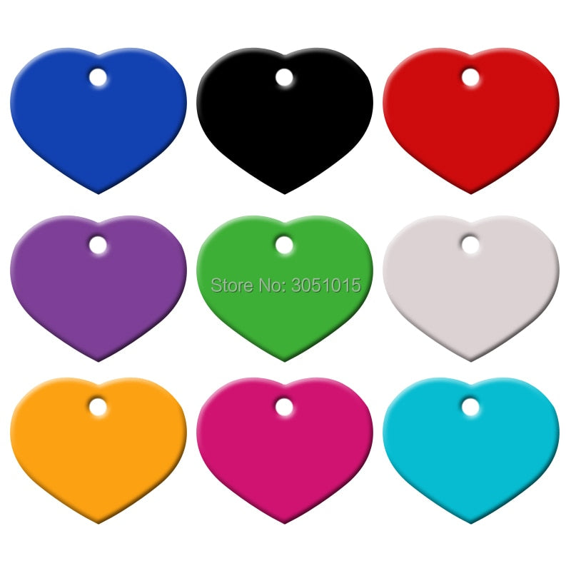 Wholesale 20Pcs Dog ID Tag Engraved Customized Pet Tags For Dog Accessories Personalized Heart Name Tag Plate Collar Decoration