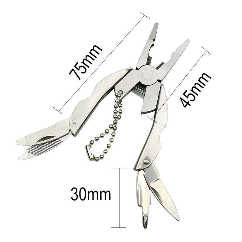 Outdoor Mini Folding Muilti-functional Plier Clamp Keychain Outdoor Hiking Tool Pocket Multitools Knife