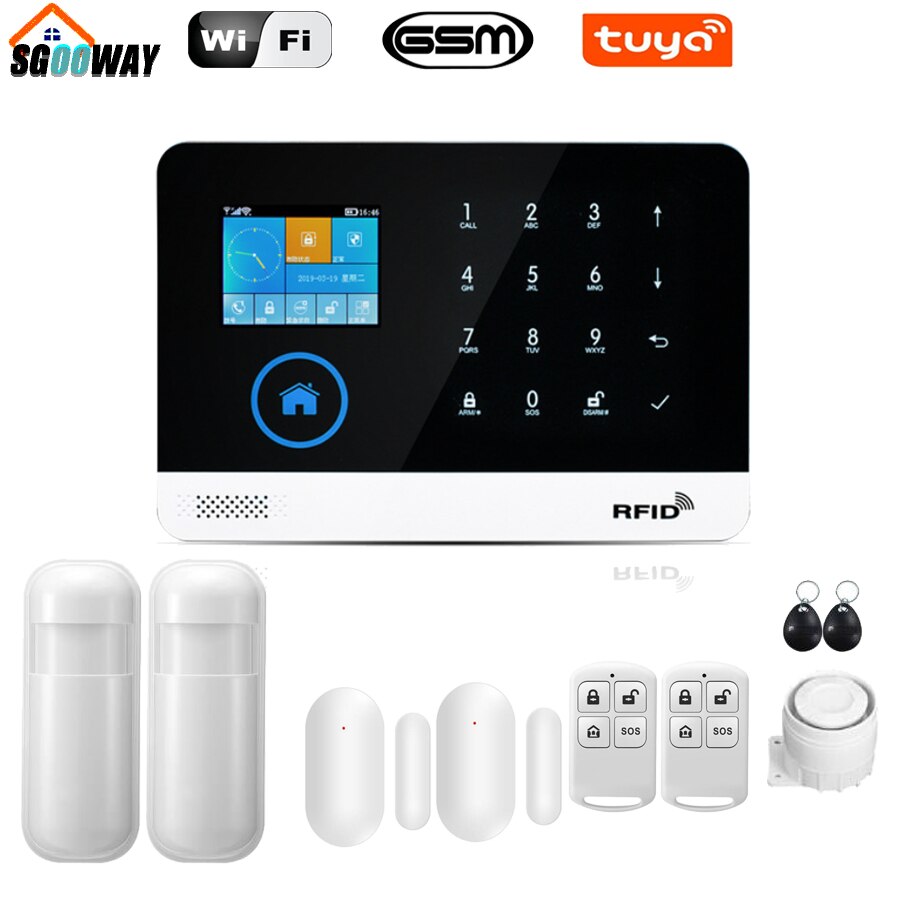 Tuya APP Wifi GSM GPRS Wireless Home Burglar Security Alarm System Integrated Via WIFI IP Camera With Flashing Siren