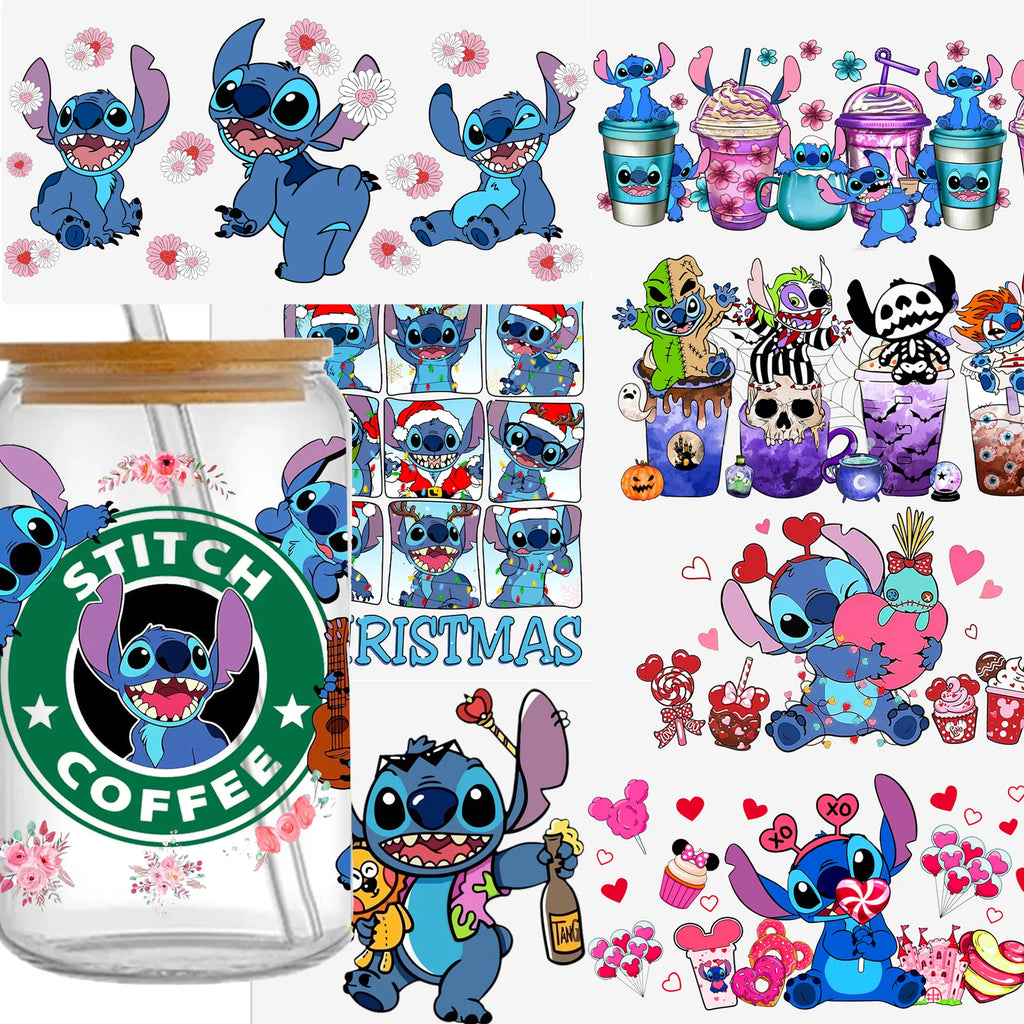 Personalize Lilo And Stitch UV DTF Sticker For 16oz GlassCup Can Wrap Transfer Decal Sticker Custom Labels DIY Logo Selfadhesive