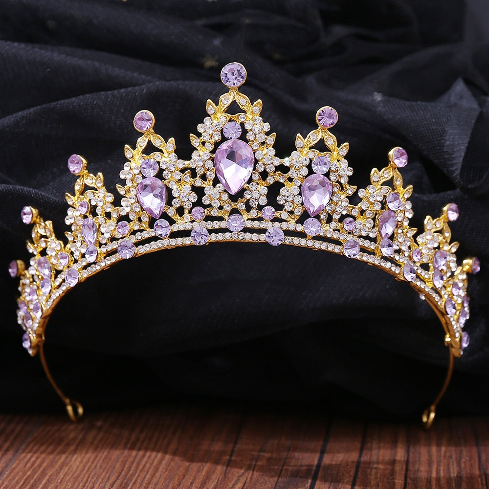 Baroque Luxury Rhinestone Beads Bridal Crown Tiaras Silver Color Crystal Diadem Tiaras Bride Headbands Wedding Hair Accessories