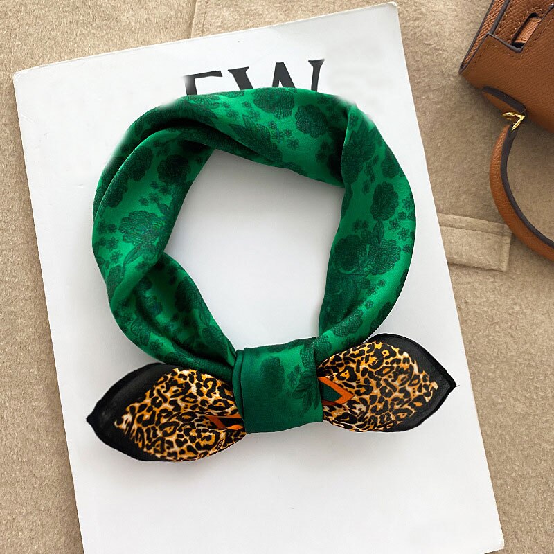 2022 New 100% Pure Silk Scarf Women Neck Hair Foulard Bandana Square Small Headband Hijab Print Poncho Scarves Pashmina