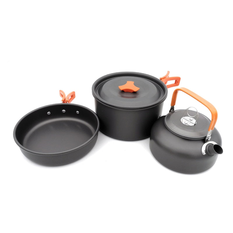 Camping cooking set Camping Gear Outdoor stove teapot Pan cup Accessories Portable Camping Equipment camper accessories kitchen