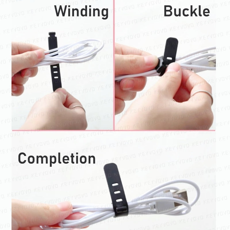 20/12/4PC Cable Organizer Ties Clip Charger Cord Management Silicone Wire Manager Mouse Earphone Holder Data Line Winder Straps