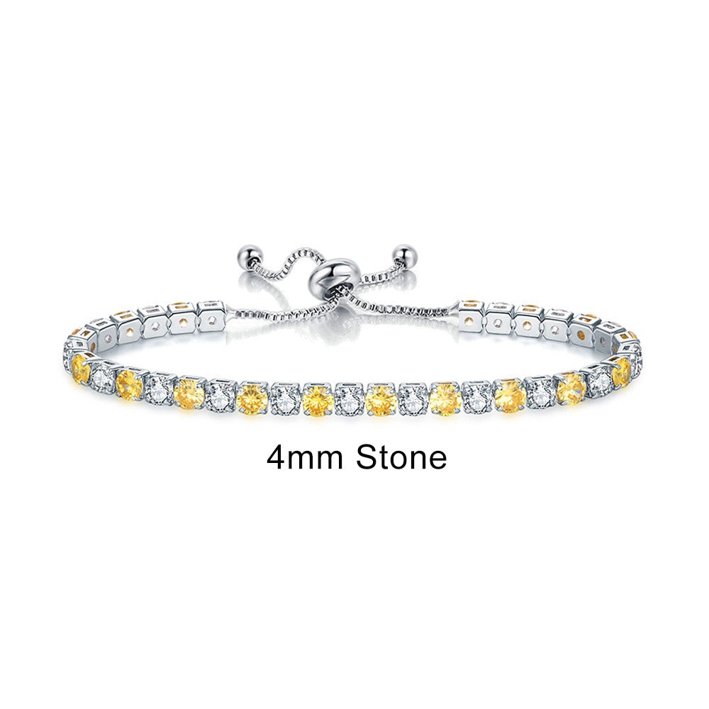 Adjustable Multicolor Tennis Bracelets For Women Ladies Wedding Rainbow Colorful Zircon Charm Bracelet Hand Chain Jewelry DZH043