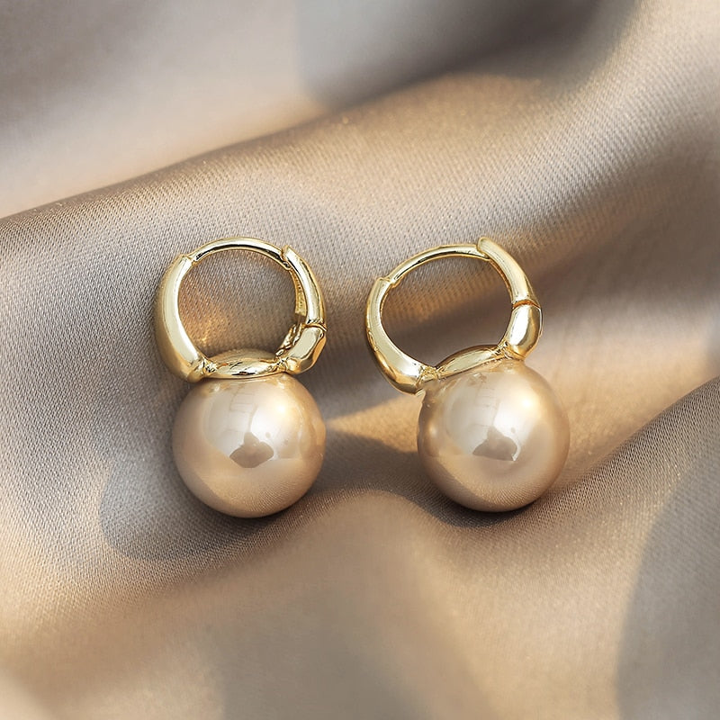 New Simple Celebrity Style Gold Color Pearl Drop Earrings For Woman 2021 Korean Fashion Jewelry Wedding Girl&#39;s Sweet Accessories