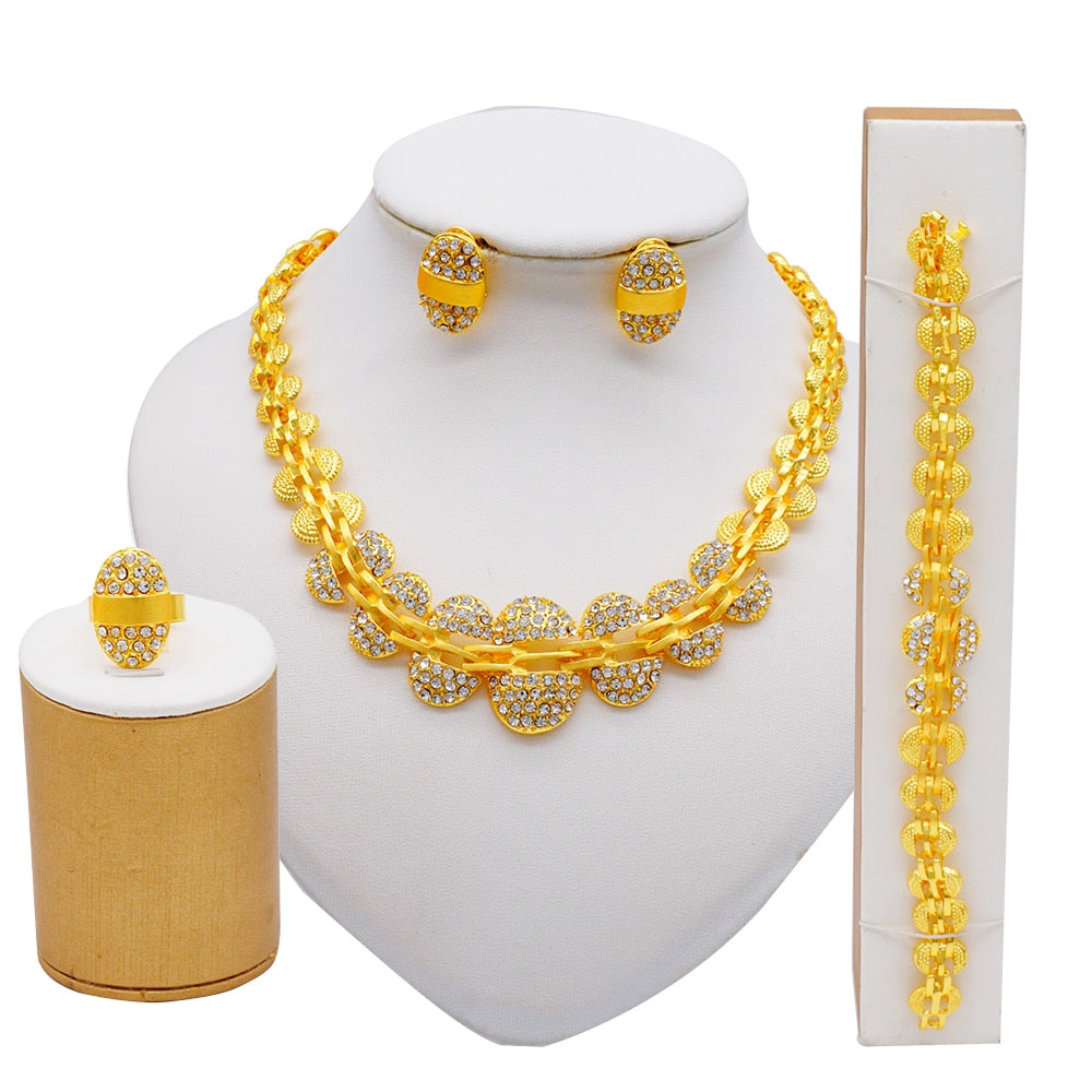 Fashion Dubai Gold Color Luxury Ethiopian Irregular Jewelry Sets African India Wedding Necklace Earrings Set For Women Party