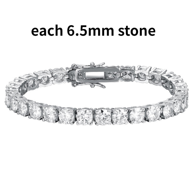 2-6.5mm Real Moissanite Tennis Bracelet for Women Gift Platinum Plated 100% 925 Sterling Silver Wedding Jewelry