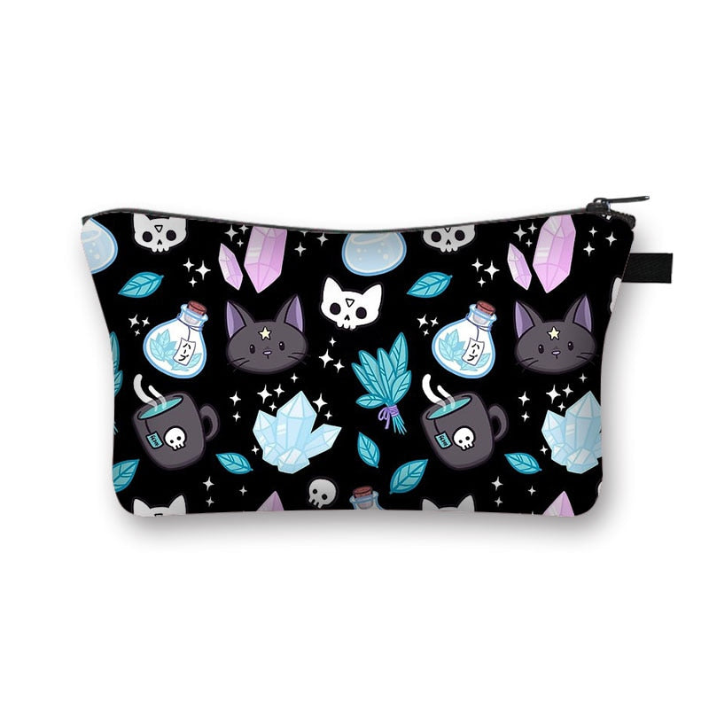 Cute Cat Print Cosmetic Case Women Makeup Bags Cartoon Kitten Cosmetic Bags Ladies Travel Storage Bag Girls Make Up Organizers