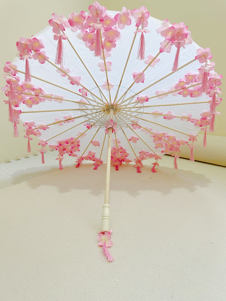 Silk Cloth Lace Umbrella Women Costume Photography Props Tasseled Umbrella Yarned Chinese Classical Oil-paper Umbrella Parasol