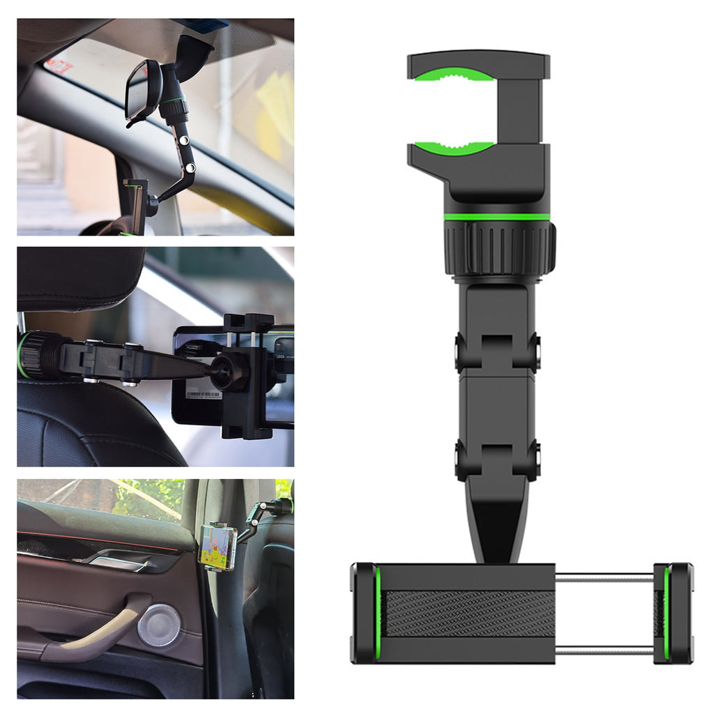 Car Phone Holder Auto Rearview Mirror Phone Holder 360 Degree Rotatable Car Rearview Mirror Seat Hanging Clip Bracket Rack