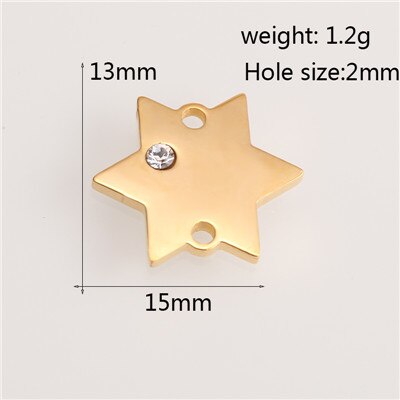 Pendants Charms for Jewelry Making Gold Color Stainless Steel CZ Heart Geometric Fashion Bracelet Necklace Accessaries Wholesale