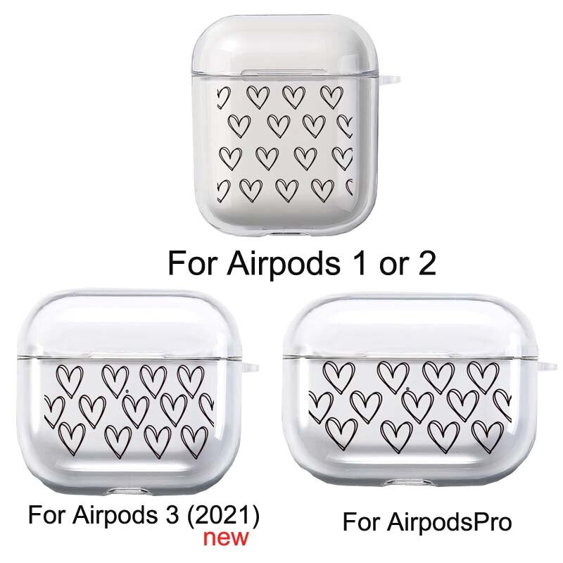 Red Love Heart Clear TPU Cover For Apple Airpods 2/1 3 Earphone Coque Soft Protector Funda Airpods Pro Pod Covers Earpods Case