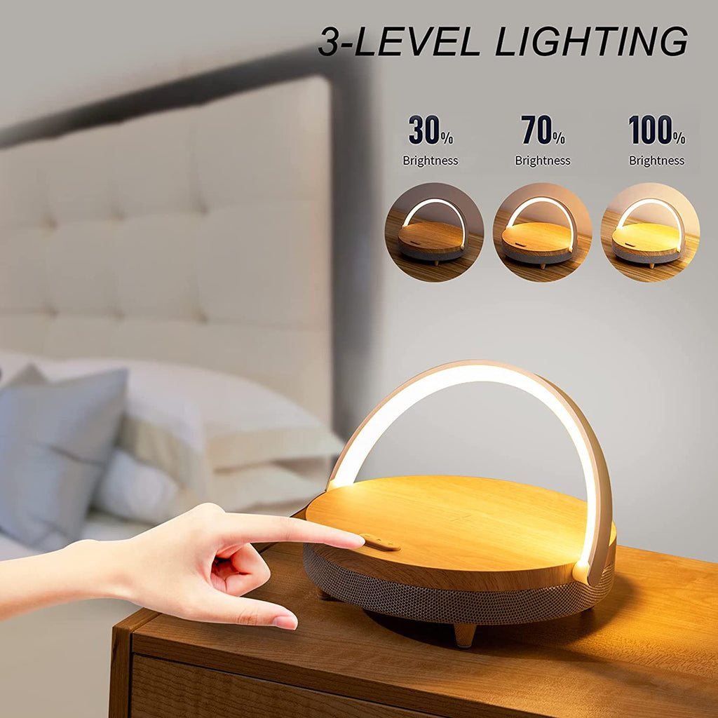 Wireless Charger Bluetooth Speaker Wooden Table Lamp High Power Mobile Phone Stand for IPhone 13 Wireless Charger Lamp Speaker